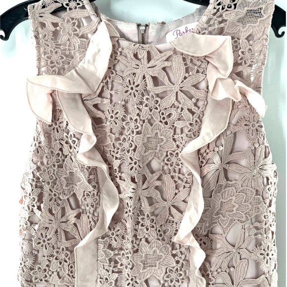 PARKER ZAHARA DUSTY PINK SLEEVELESSLACE RUFFLE MINI DRESS - Picture 6 of 7